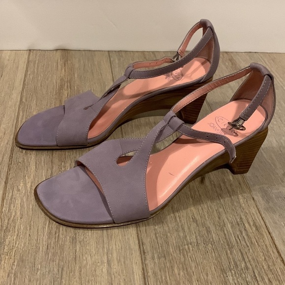 𝅺CIRCA By Joan & David Open Toe Sandal Lilac/ Lavender Suede Size 6.5 - Picture 2 of 10